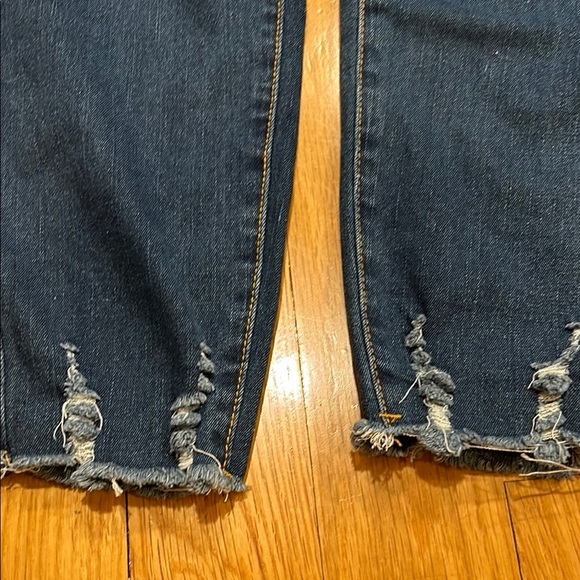 Dark Blue Distressed Women's Jeans - Picture 2 of 3